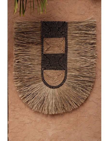 Grande décoration murale ethnique bohème H 85 cm Herbe Naturel Tressé The Dada 