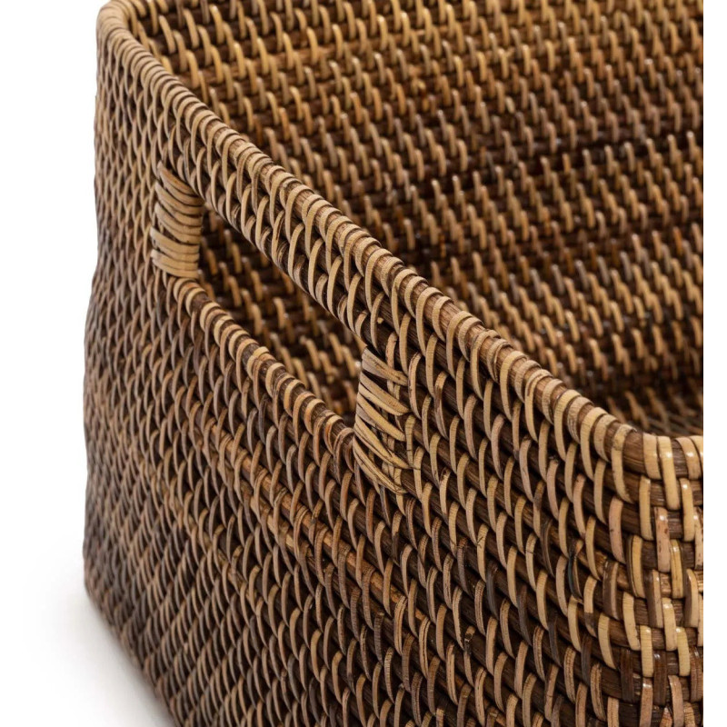 Grand Panier de rangement avec poignées Rectangulaire 51x41 Rotin Naturel Marron Tressé The Colonial 