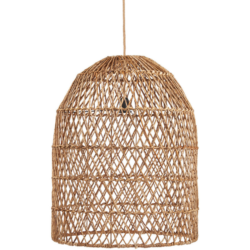 Grand Abat-jour bohème Cloche 55 cm Feuille de bananier Naturel Tressé The Xiomara 