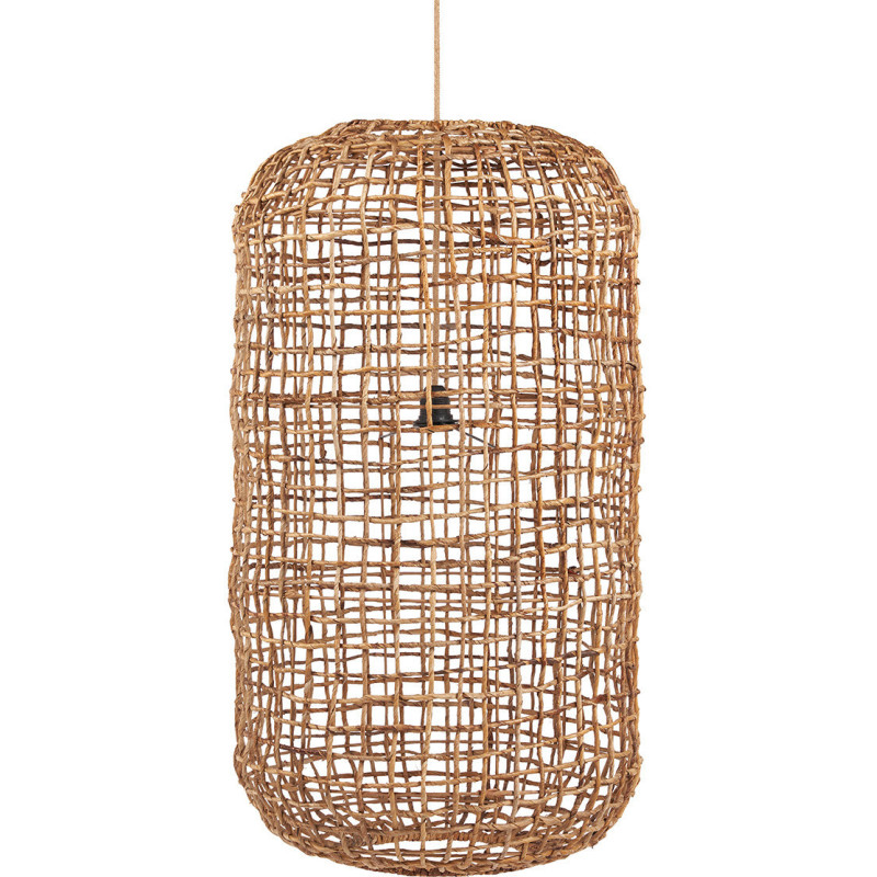 Grand Abat-jour bohème filet Hauteur 92 cm Feuille de bananier Naturel Tressé The Kuso 