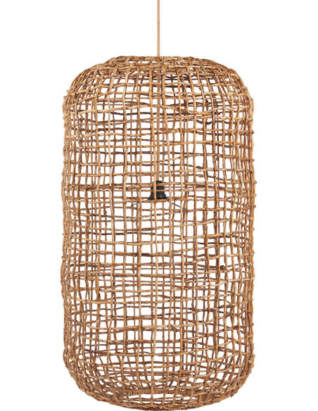 Grand Abat-jour bohème filet Hauteur 92 cm Feuille de bananier Naturel Tressé The Kuso 