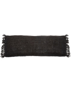 Housse de coussin XL Rectangulaire 100x35 en Coton Noir Bleu marine avec franges The Oh My Gee 