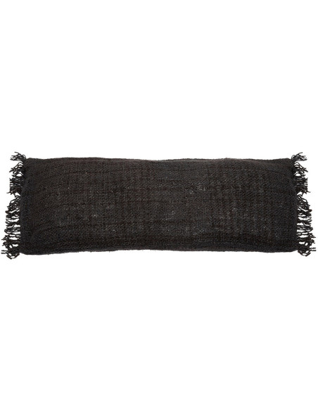 Housse de coussin XL Rectangulaire 100x35 en Coton Noir Bleu marine avec franges The Oh My Gee 