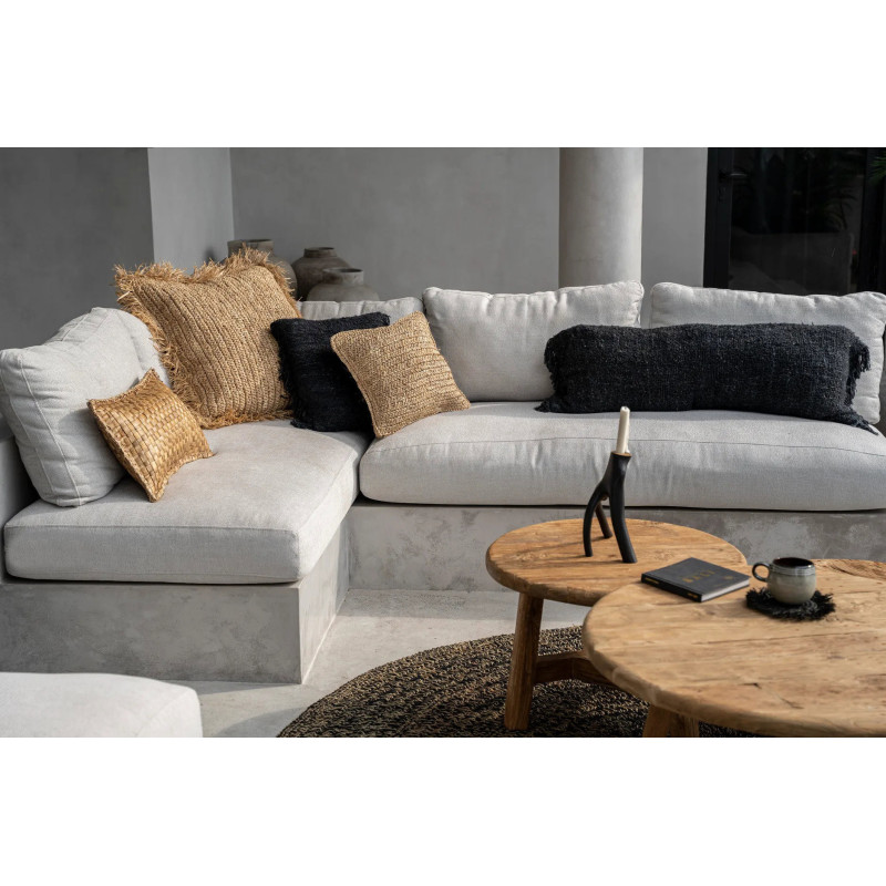 Housse de coussin XL Rectangulaire 100x35 en Coton Noir Bleu marine avec franges The Oh My Gee 