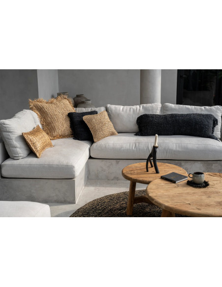 Housse de coussin XL Rectangulaire 100x35 en Coton Noir Bleu marine avec franges The Oh My Gee 