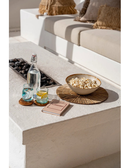 Grand Saladier rond 32 cm Grès Blanc cassé Marron The Cascais 