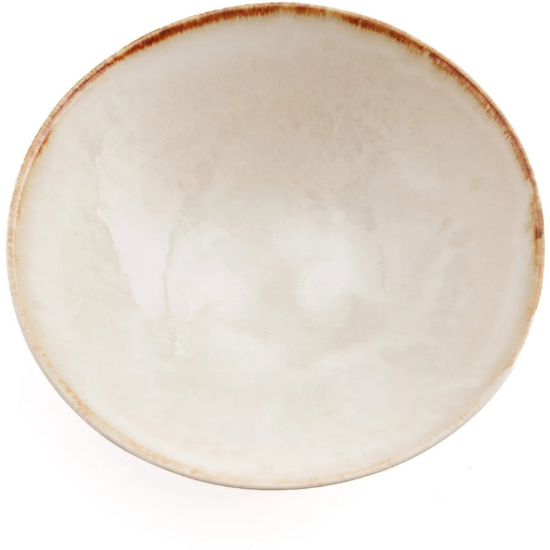 Grand Saladier rond 32 cm Grès Blanc cassé Marron The Cascais 