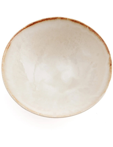 Grand Saladier rond 32 cm Grès Blanc cassé Marron The Cascais 