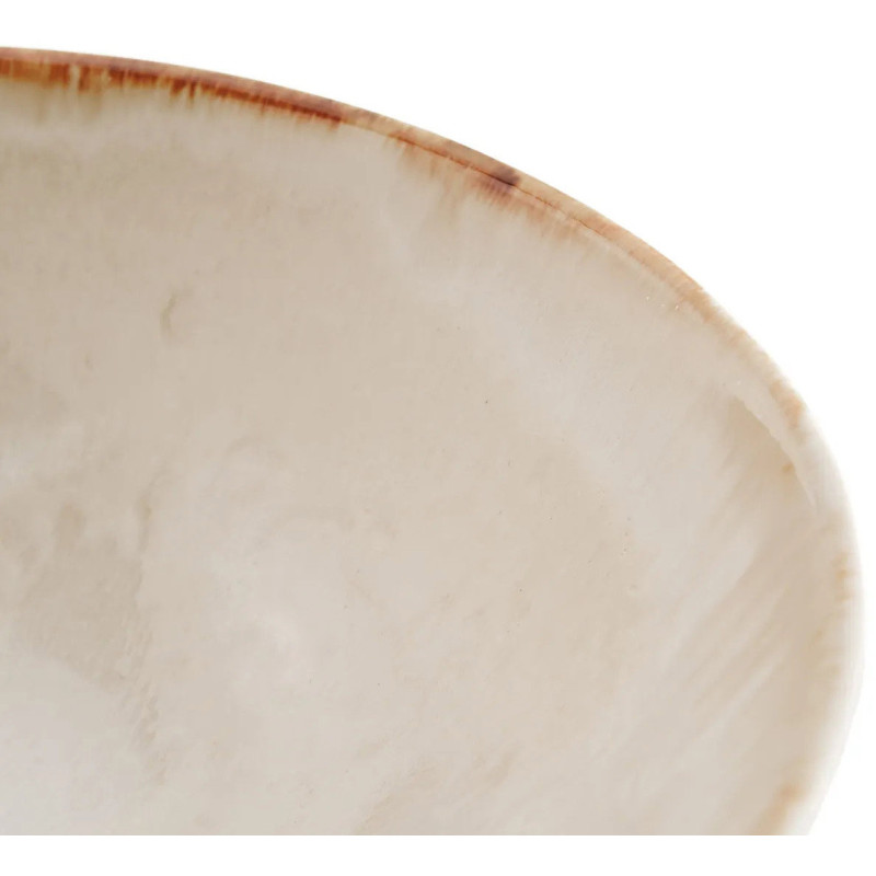 Grand Saladier rond 32 cm Grès Blanc cassé Marron The Cascais 