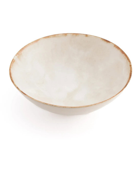 Grand Saladier rond 32 cm Grès Blanc cassé Marron The Cascais 