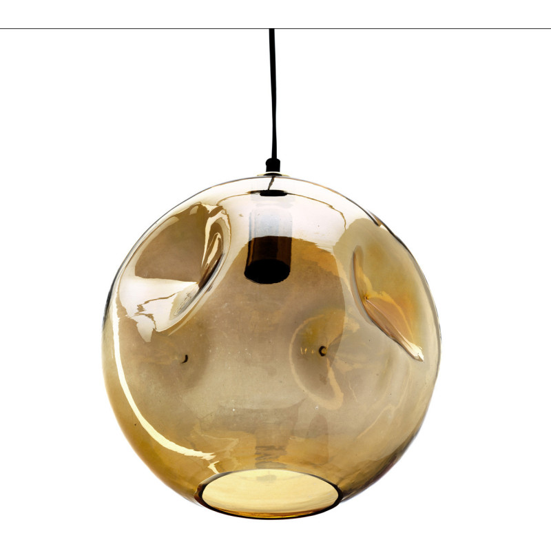 Suspension design moderne Boule D 29 cm Verre recyclé Doré clair The Bubbella 