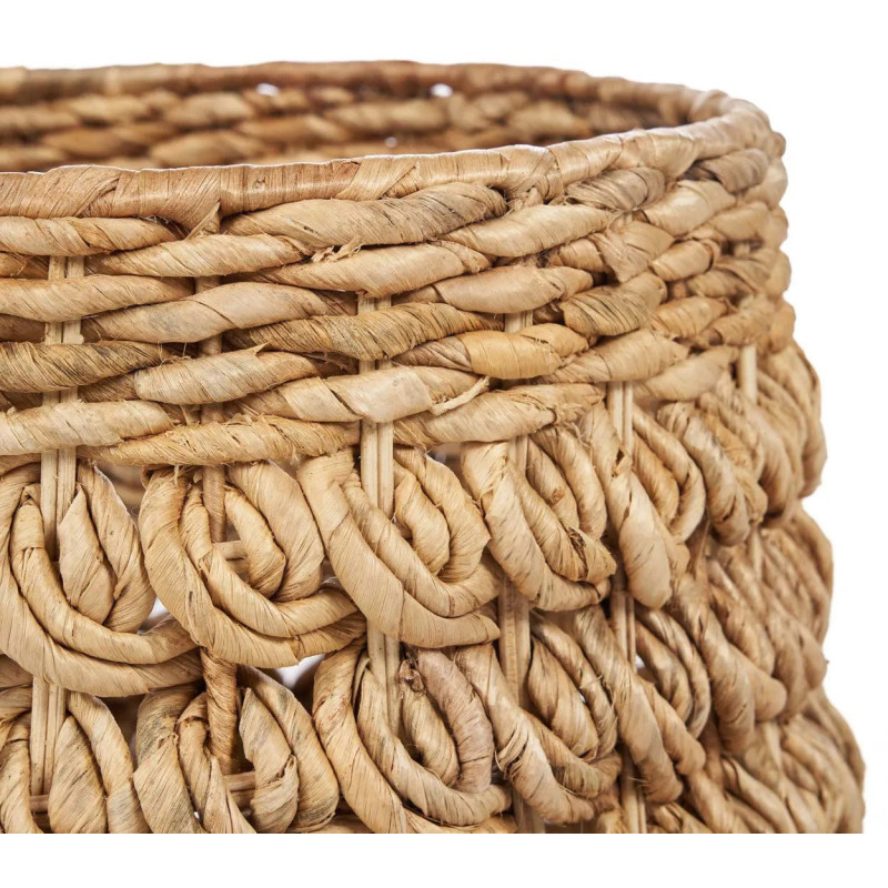 Panier de rangement bohème avec couvercle Rond 40 cm Feuille de bananier Naturel Tressé The Tarajih 