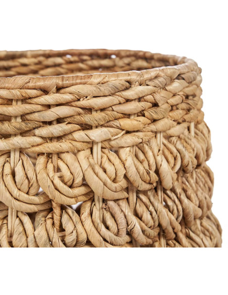 Panier de rangement bohème avec couvercle Rond 40 cm Feuille de bananier Naturel Tressé The Tarajih 