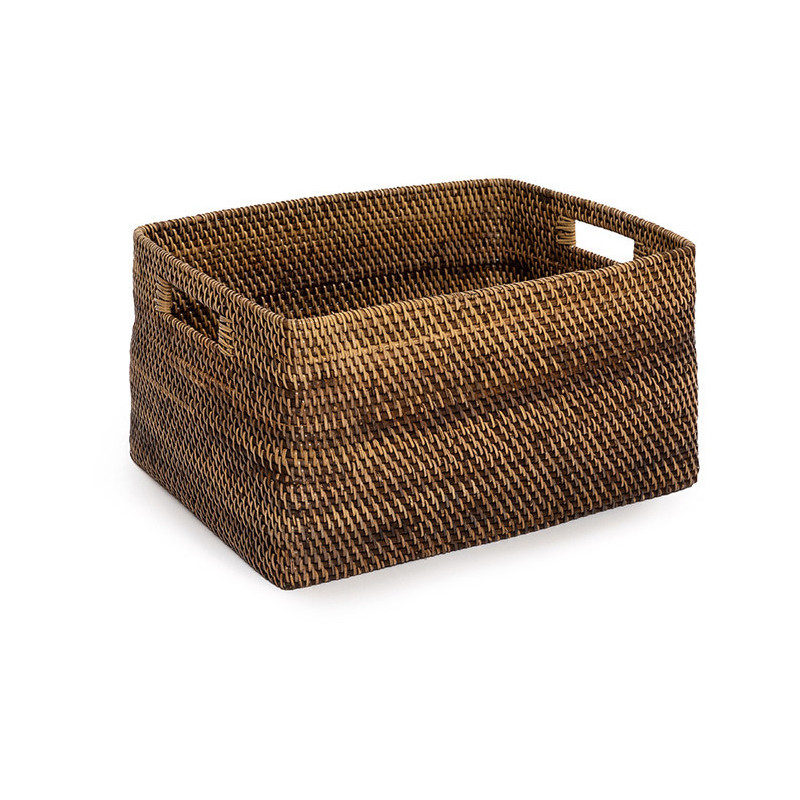 Panier de rangement avec poignées Rectangulaire 31x25 Rotin Naturel Marron Tressé The Colonial 