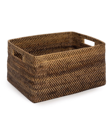 Panier de rangement avec poignées Rectangulaire 31x25 Rotin Naturel Marron Tressé The Colonial 