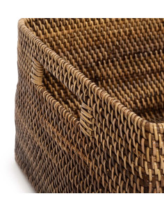 Panier de rangement avec poignées Rectangulaire 31x25 Rotin Naturel Marron Tressé The Colonial 