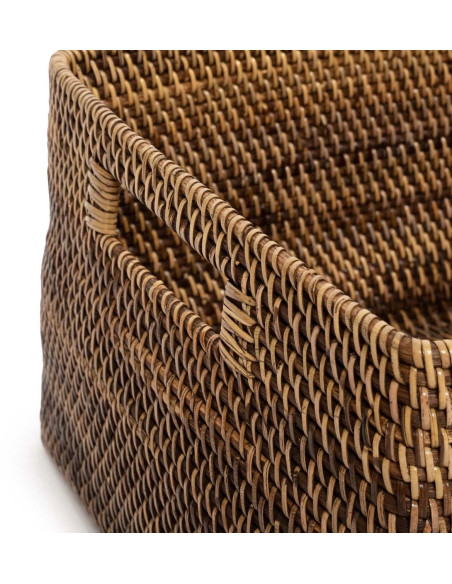 Panier de rangement avec poignées Rectangulaire 31x25 Rotin Naturel Marron Tressé The Colonial 