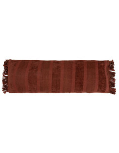 Housse de coussin XL Rectangulaire 100x35 en Velours Bordeaux avec franges Motif rayé The Oh My Gee 