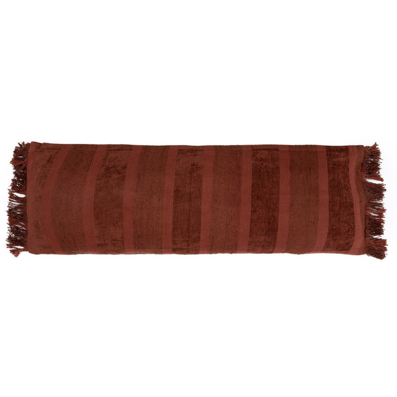Housse de coussin XL Rectangulaire 100x35 en Velours Bordeaux avec franges Motif rayé The Oh My Gee 
