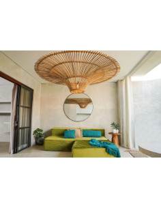 Housse de coussin XL Rectangulaire 100x35 en Coton Aqua avec franges The Oh My Gee 