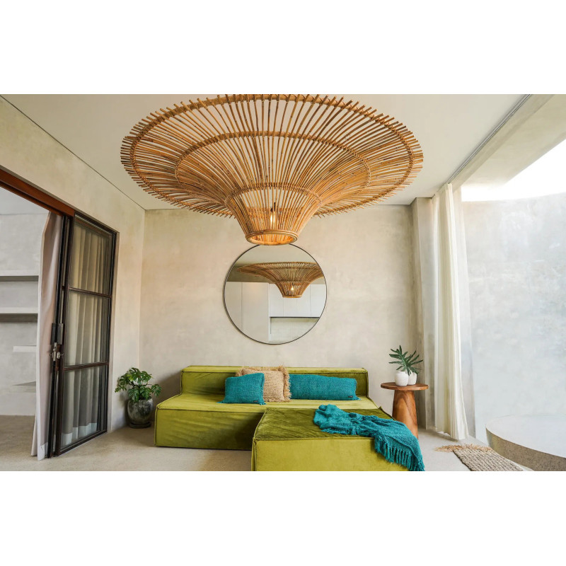 Housse de coussin XL Rectangulaire 100x35 en Coton Aqua avec franges The Oh My Gee 