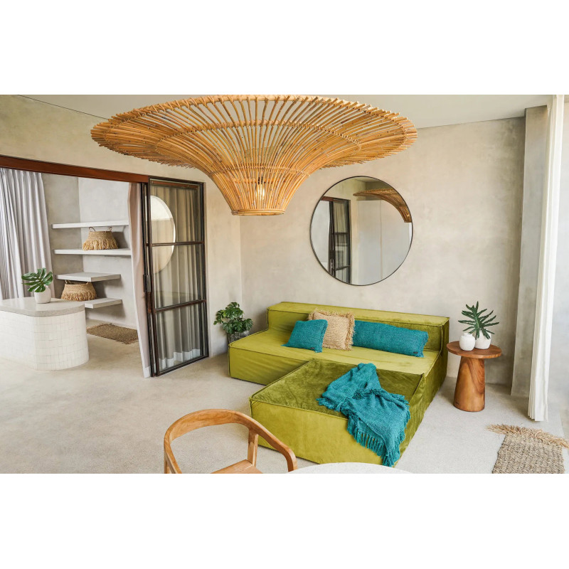 Housse de coussin XL Rectangulaire 100x35 en Coton Aqua avec franges The Oh My Gee 