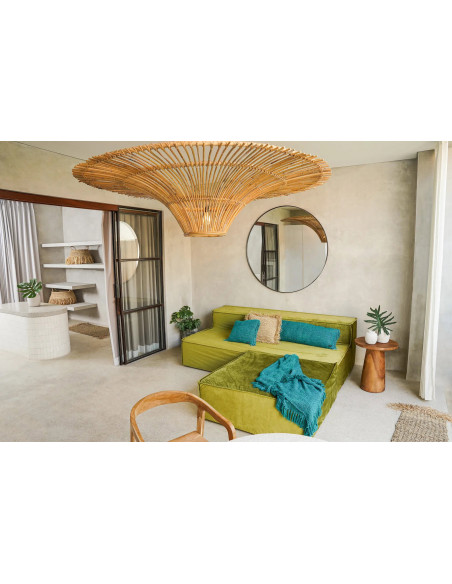 Housse de coussin XL Rectangulaire 100x35 en Coton Aqua avec franges The Oh My Gee 