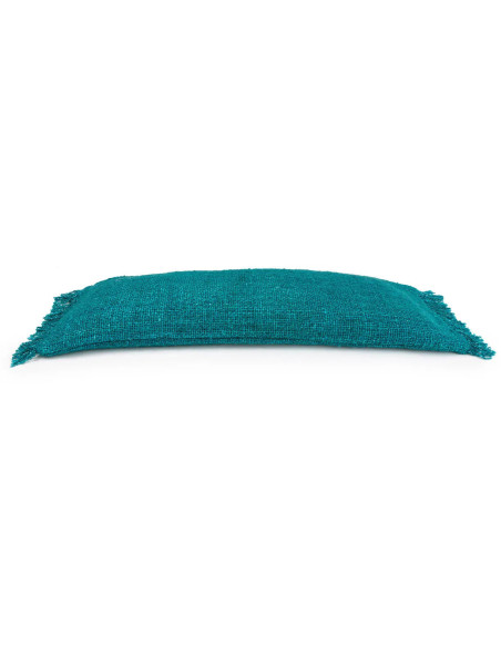 Housse de coussin XL Rectangulaire 100x35 en Coton Aqua avec franges The Oh My Gee 