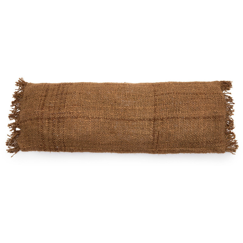 Housse de coussin XL Rectangulaire 100x35 en Coton Brun avec franges The Oh My Gee 