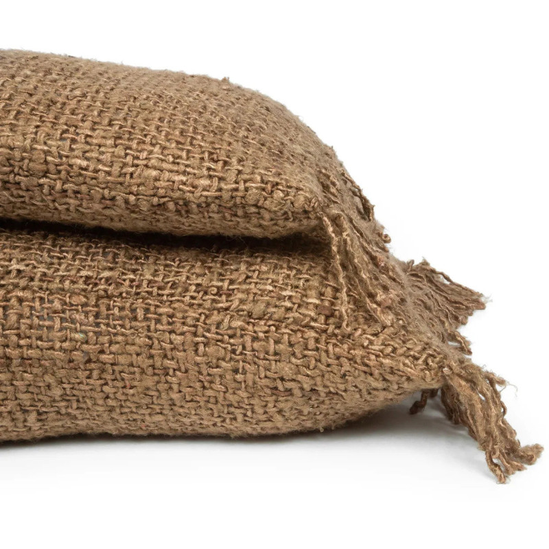 Housse de coussin XL Rectangulaire 100x35 en Coton Brun avec franges The Oh My Gee 