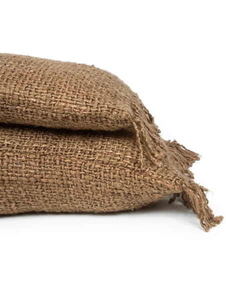 Housse de coussin XL Rectangulaire 100x35 en Coton Brun avec franges The Oh My Gee 