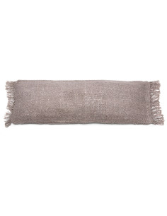 Housse de coussin XL Rectangulaire 100x35 en Coton Gris perle avec franges The Oh My Gee 