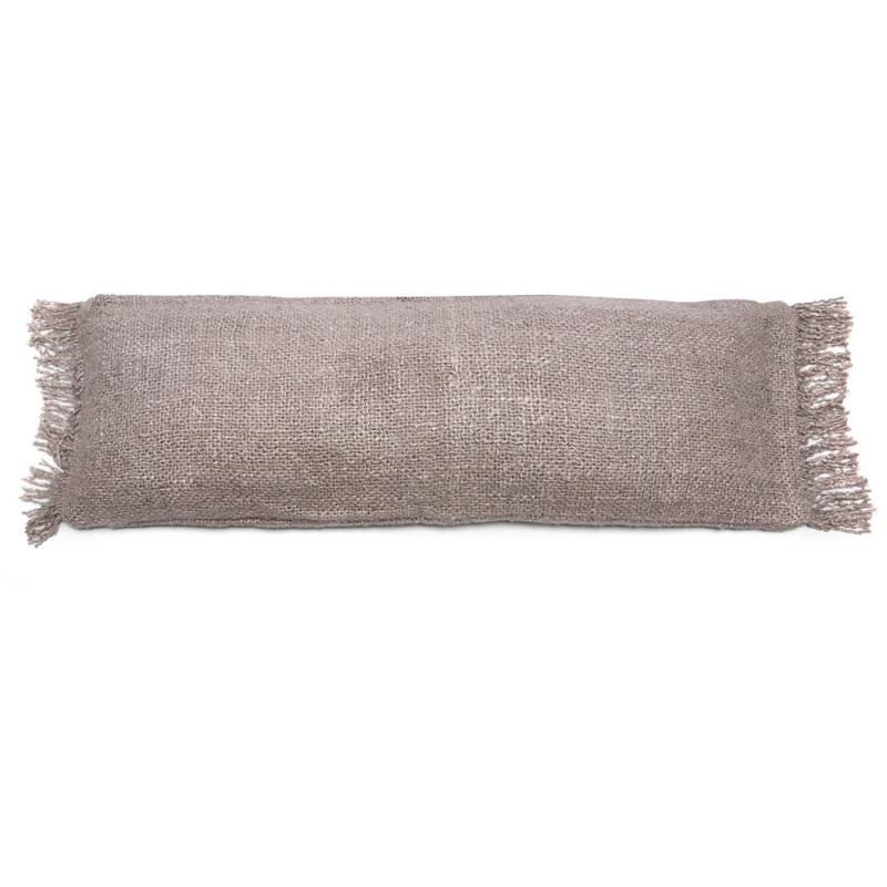 Housse de coussin XL Rectangulaire 100x35 en Coton Gris perle avec franges The Oh My Gee 