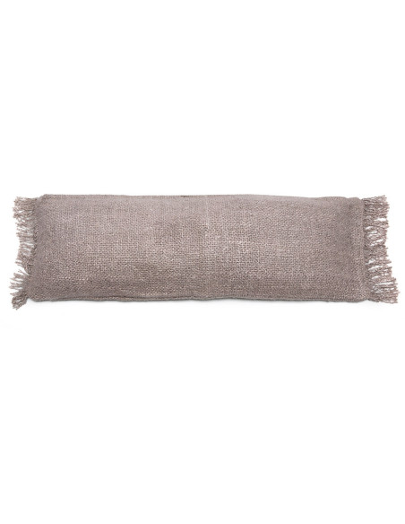 Housse de coussin XL Rectangulaire 100x35 en Coton Gris perle avec franges The Oh My Gee 