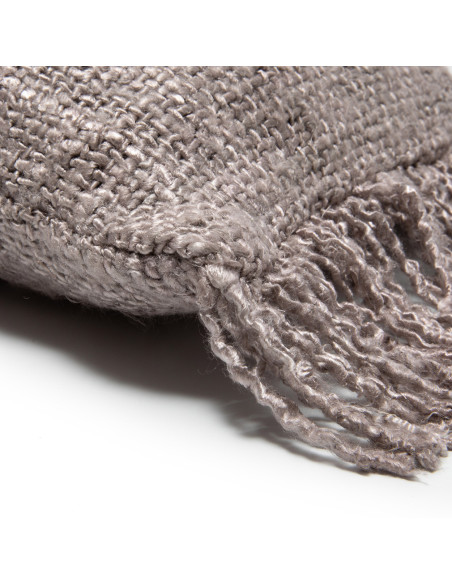 Housse de coussin XL Rectangulaire 100x35 en Coton Gris perle avec franges The Oh My Gee 