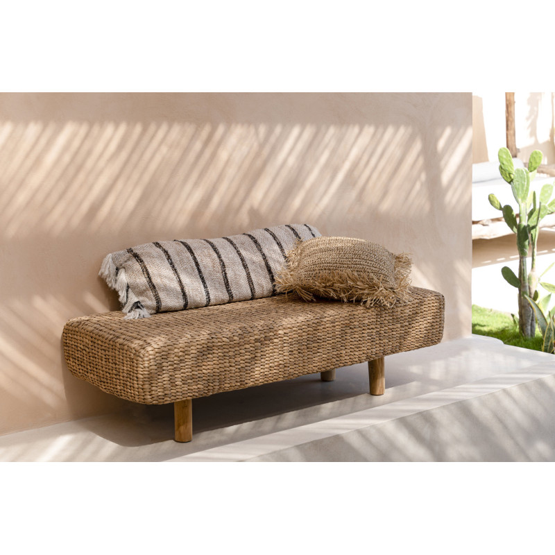 House de coussin XXL originale Rectangulaire 100x35 en Coton Blanc Marron Avec franges The Oh My Gee 