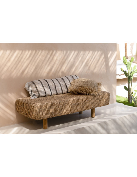 House de coussin XXL originale Rectangulaire 100x35 en Coton Blanc Marron Avec franges The Oh My Gee 