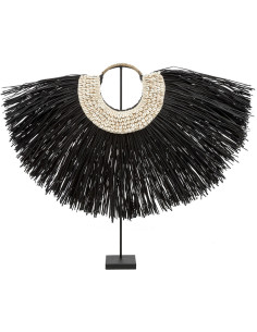 Décoration sur pied originale Collier ethnique 80 cm en Herbe Noir Coquillage Blanc The Alang 