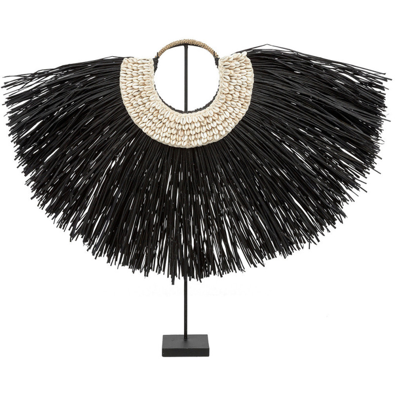Décoration sur pied originale Collier ethnique 80 cm en Herbe Noir Coquillage Blanc The Alang 