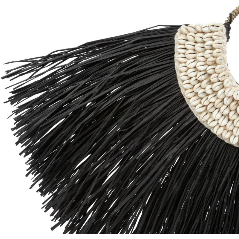 Décoration sur pied originale Collier ethnique 80 cm en Herbe Noir Coquillage Blanc The Alang 