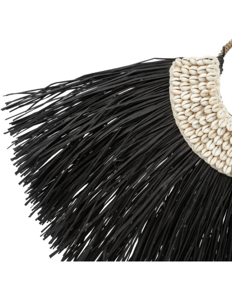 Décoration sur pied originale Collier ethnique 80 cm en Herbe Noir Coquillage Blanc The Alang 