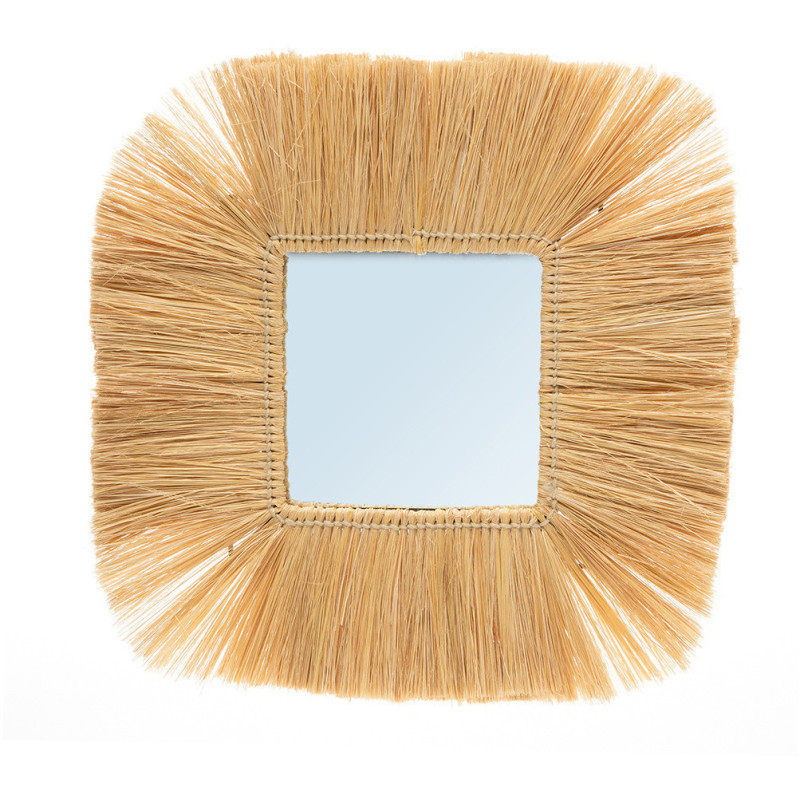 Miroir Mural Carré 48x48 en Herbe Naturel The Goa 