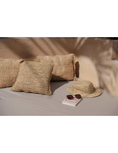 Housse de coussin XL Rectangulaire 100x35 en Coton Beige avec franges The Oh My Gee 