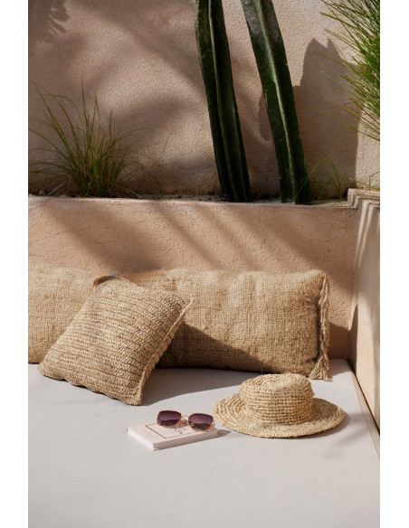 Housse de coussin XL Rectangulaire 100x35 en Coton Beige avec franges The Oh My Gee 