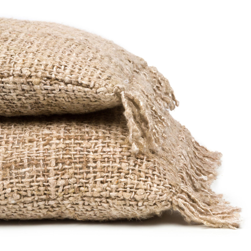 Housse de coussin XL Rectangulaire 100x35 en Coton Beige avec franges The Oh My Gee 