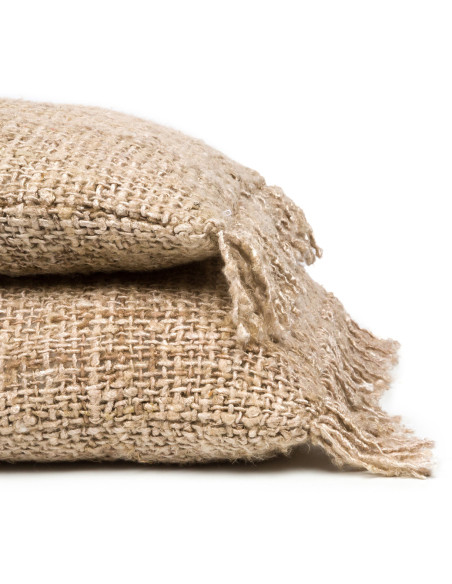 Housse de coussin XL Rectangulaire 100x35 en Coton Beige avec franges The Oh My Gee 