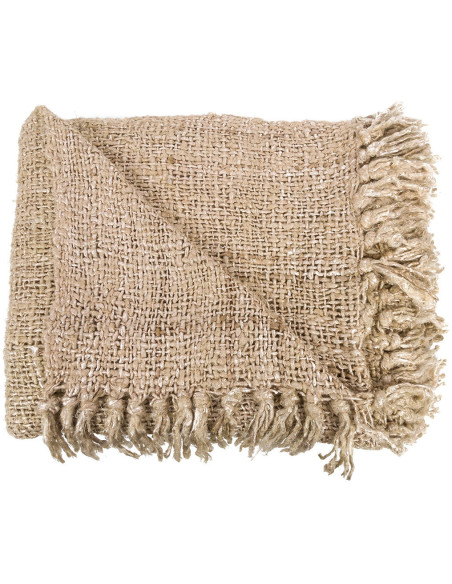 Plaid 130x170 en Coton Beige Avec franges The S'il Vous Plaid 