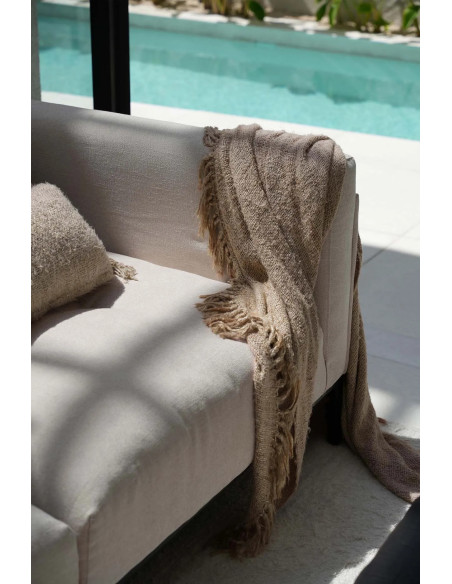 Plaid 130x170 en Coton Beige Avec franges The S'il Vous Plaid 