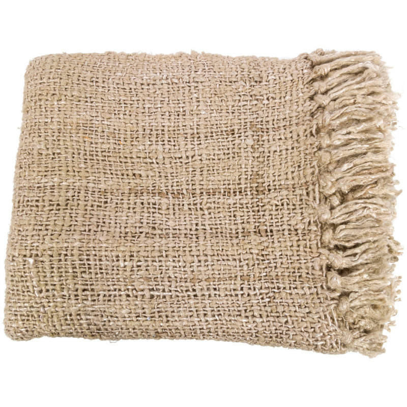 Plaid 130x170 en Coton Beige Avec franges The S'il Vous Plaid 