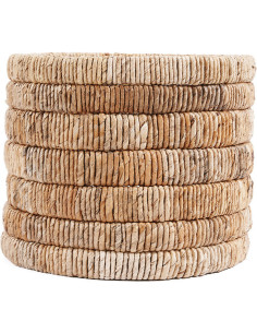 Panier de rangement bohème Rond 37 cm Feuille de bananier Naturel Tressé The Chuma 